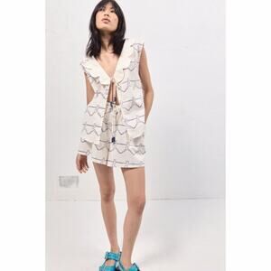 NWT VRG GRL Selma Set Dance Hand Drawn Womens 2 Piece Shorts Top Size 12 / 14